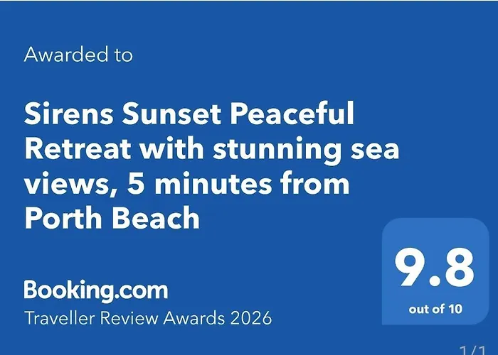 Sirens Sunset Peaceful Retreat With Stunning Sea Views, 5 Minutes From Porth Beach